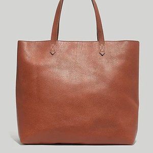 MADEWELL Zip-Top Large Transport Tote Leather Bag Purse in English Saddle Tan